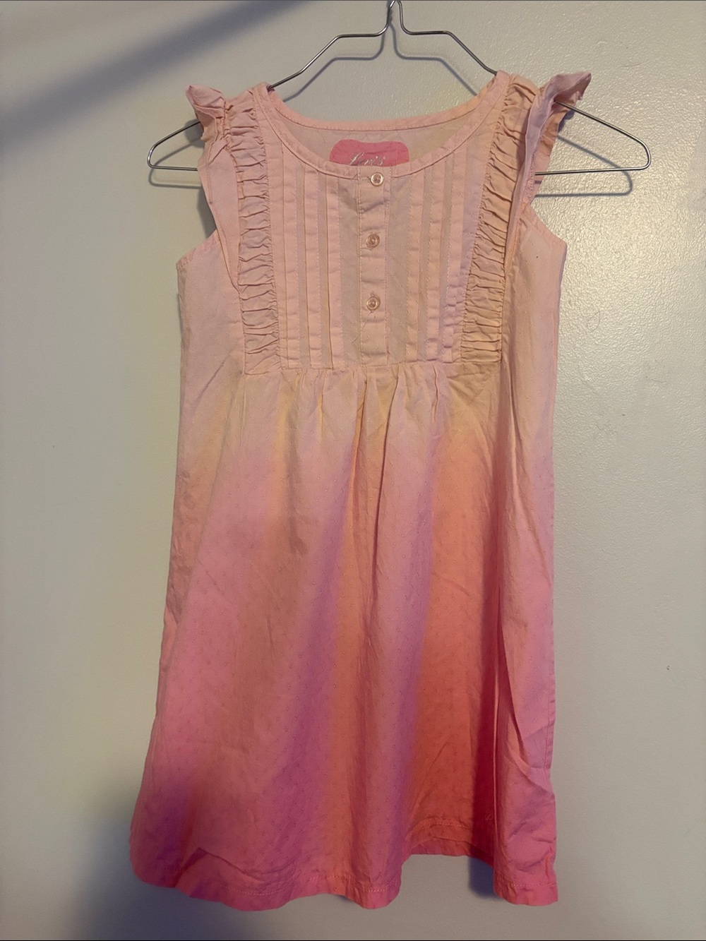 Levi's Girls Pink Ombre Ruffle Pintuck Sleeveless Dress